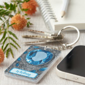 Blue Topaz en Silver Geïnspireerde Sleutelhanger ( (Voorkant Rechts)