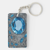 Blue Topaz en Silver Geïnspireerde Sleutelhanger ( (achterkant)