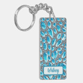 Blue Topaz en Silver Geïnspireerde Sleutelhanger ( (Voorkant Links)