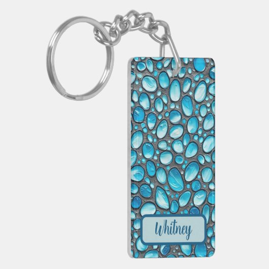 Blue Topaz en Silver Geïnspireerde Sleutelhanger ( (Voorkant Links)