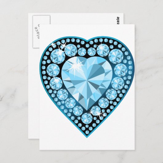 Blue Topaz Gem Heart Briefkaart (Voorkant / Achterkant)