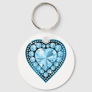 Blue Topaz Gem Heart Sleutelhanger