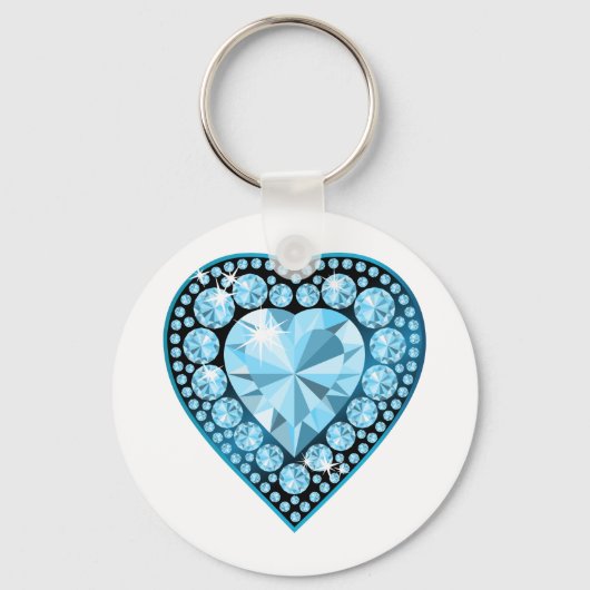 Blue Topaz Gem Heart Sleutelhanger (Voorkant)