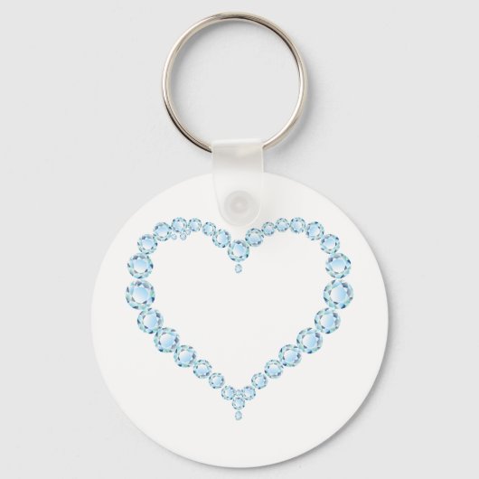 Blue Topaz Gem Heart Sleutelhanger (Voorkant)