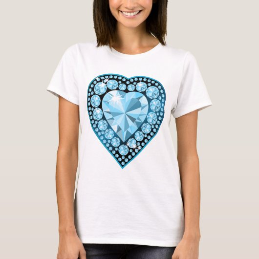 Blue Topaz Gem Heart T-shirt (Voorkant)