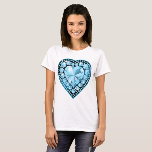 Blue Topaz Gem Heart T-shirt (Voorkant volledig)