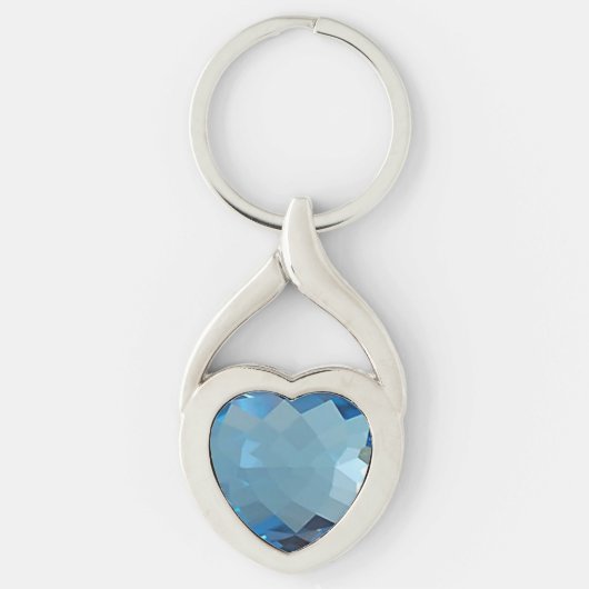 Blue Topaz Heart Sleutelhanger (Voorkant)