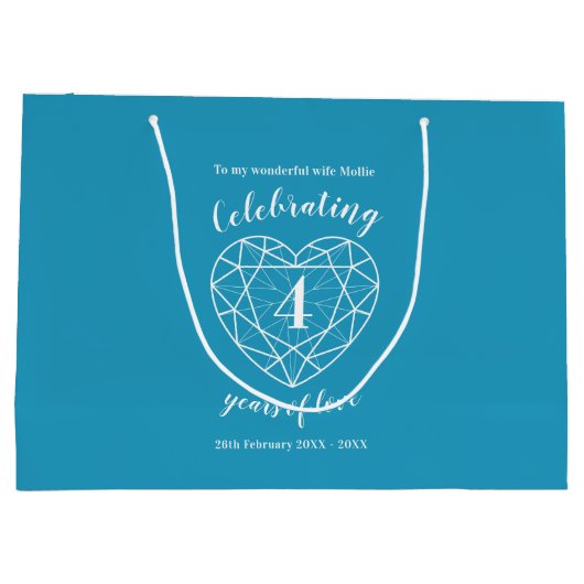 Blue topaz Jubileum 4 jaar gepersonaliseerd Groot Cadeauzakje (Achterkant)