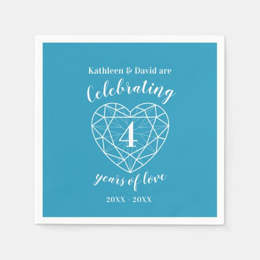 Blue topaz jubileum 4 jaar liefdesservetten servet (Voorkant)