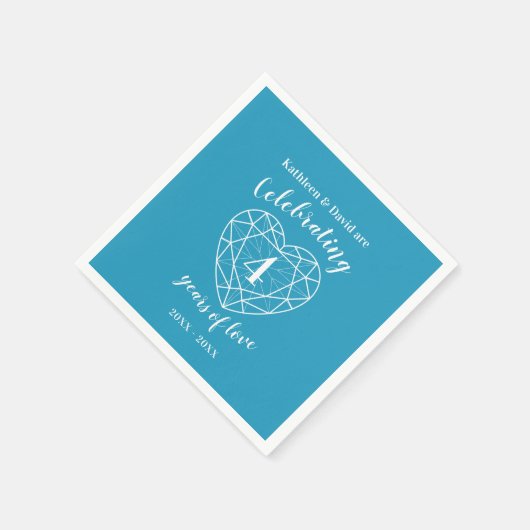 Blue topaz jubileum 4 jaar liefdesservetten servet (Hoek)