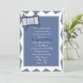 Blue Torah Bar Mitzvah Uitnodiging (Staand voorkant)