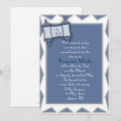 Blue Torah Bar Mitzvah Uitnodiging (Voorkant / Achterkant)