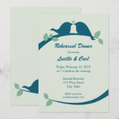 Blue Tortelduifjes Rehearsal Dinner Invitations Kaart (Voorkant / Achterkant)