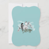 Blue  Tortelduifjes Wedding Invitation Kaart (Achterkant)
