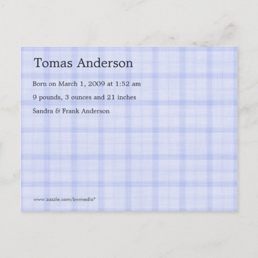 Blue Toys Fotogeboorteaankondiging Aankondigingskaart (Achterkant)