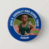 Blue Track & Field Photo High School Athlete Ronde Button 5,7 Cm (Voorkant)