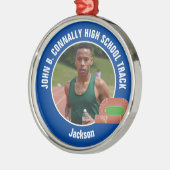 Blue Track & Field Photo High School Christmas Metalen Ornament (Links)