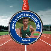 Blue Track & Field Photo High School Christmas Metalen Ornament