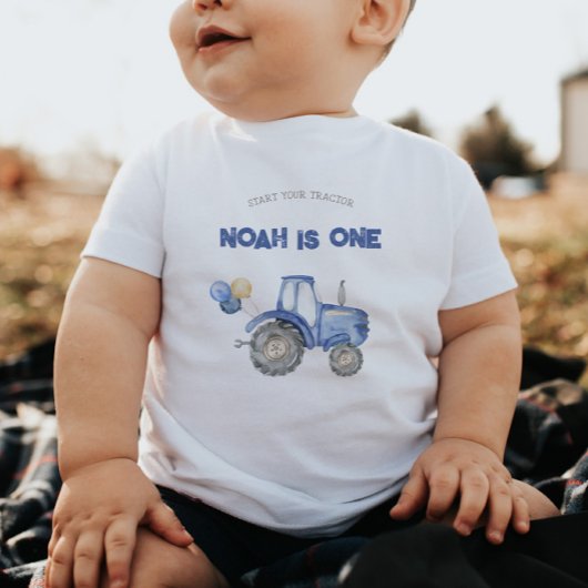 Blue Tractor Any Age Verjaardag T-shirt
