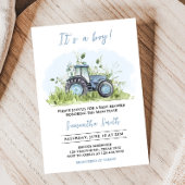 Blue Tractor Baby shower Kaart
