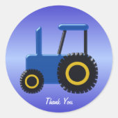 Blue Tractor Bedankt Ronde Sticker (Voorkant)