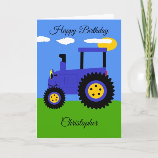 Blue Tractor Birthday Card Kaart (Voorkant)