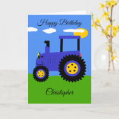 Blue Tractor Birthday Card Kaart (Gele Bloem)