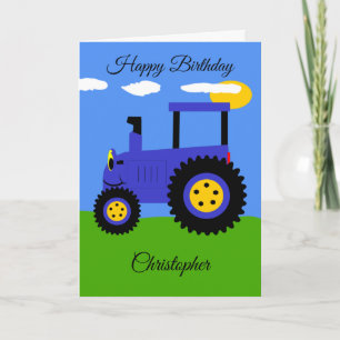 Blue Tractor Birthday Card Kaart