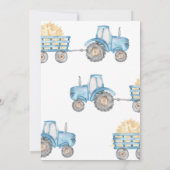 Blue Tractor Birthday Party Invitation Kaart (Achterkant)
