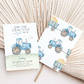 Blue Tractor Birthday Party Invitation Kaart