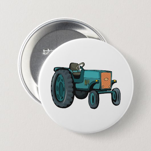 Blue Tractor Boerderij Life Ronde Button 7,6 Cm (Voorkant /achterkant)