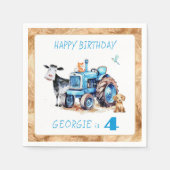 Blue Tractor Boerderij Verjaardagsfeest Servetten (Voorkant)