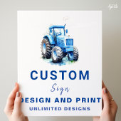 Blue Tractor Custom gepersonaliseerd verjaardagste Poster