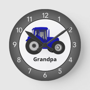 Blue Tractor Custom Round Clock Ronde Klok