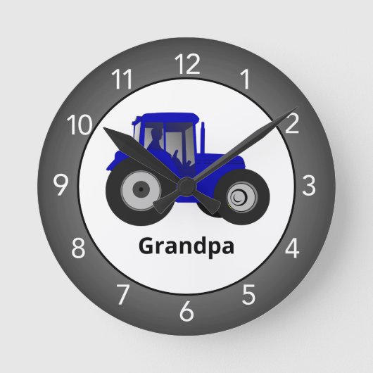 Blue Tractor Custom Round Clock Ronde Klok (Voorkant)