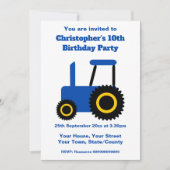 Blue Tractor Design gepersonaliseerd verjaardagsfe Kaart (Voorkant)