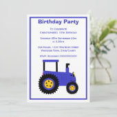 Blue Tractor Design gepersonaliseerd verjaardagsfe Kaart (Staand voorkant)