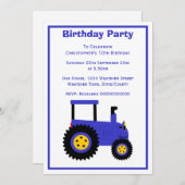 Blue Tractor Design gepersonaliseerd verjaardagsfe Kaart (Voorkant / Achterkant)