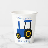 Blue Tractor Design gepersonaliseerd verjaardagsfe Papieren Bekers (Achterkant)
