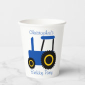 Blue Tractor Design gepersonaliseerd verjaardagsfe Papieren Bekers (Voorkant)