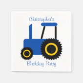 Blue Tractor Design gepersonaliseerd verjaardagsfe Servet (Voorkant)