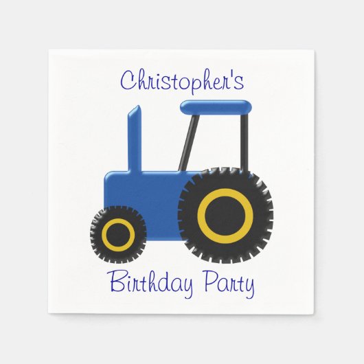 Blue Tractor Design gepersonaliseerd verjaardagsfe Servetten (Voorkant)