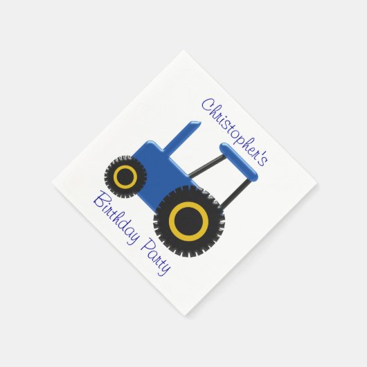 Blue Tractor Design gepersonaliseerd verjaardagsfe Servetten (Hoek)