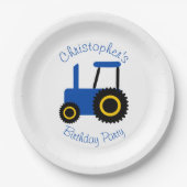 Blue Tractor Design verjaardagsfeestje Papieren Bordje (Voorkant)