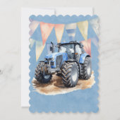 Blue Tractor Flag Waterverf Boy 1st. verjaardagsfe Kaart (Achterkant)