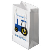 Blue Tractor Gepersonaliseerd Verjaardagsfeest Klein Cadeauzakje (Voorkant Gekanteld)