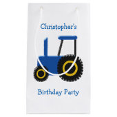 Blue Tractor Gepersonaliseerd Verjaardagsfeest Klein Cadeauzakje (Voorkant)