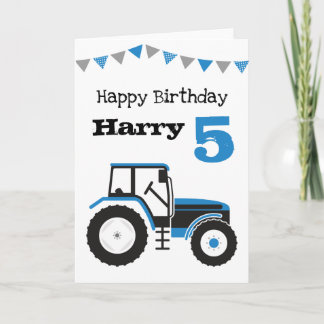Blue Tractor Gepersonaliseerde leeftijd Verjaardag Kaart