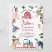 Blue Tractor Red Pset Boerderij Farmyard Birthday Kaart (Voorkant)