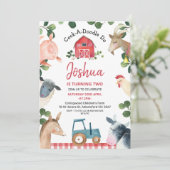 Blue Tractor Red Pset Boerderij Farmyard Birthday Kaart (Staand voorkant)